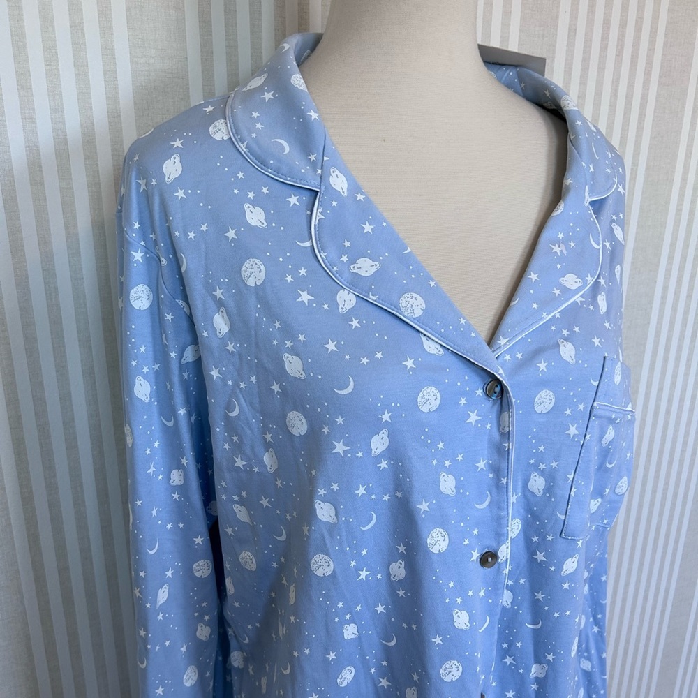 NWT COTN 100% Pima Cotton Women’s Nightgown Size Large Celestial Moon Stars - Picture 3 of 7